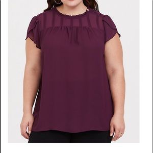 Torrid purple chiffon pin tuck blouse